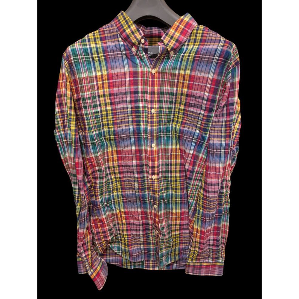 Vince Rainbow‎  Plaid Long Sleeve Button Shirt XL 100% Cotton
